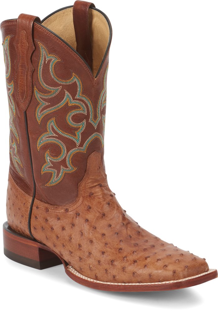8516 Justin Truman Cognac Full Quill Ostrich Boot