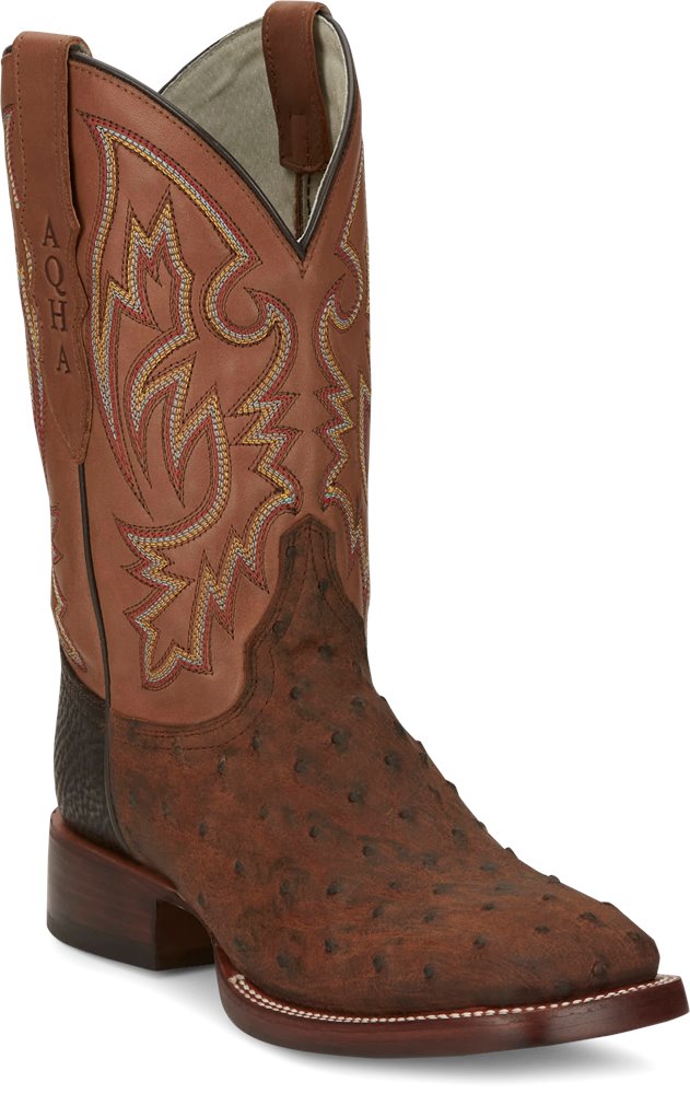 AQ8043 Justin King Full Quill Ostrich Boot Brandy