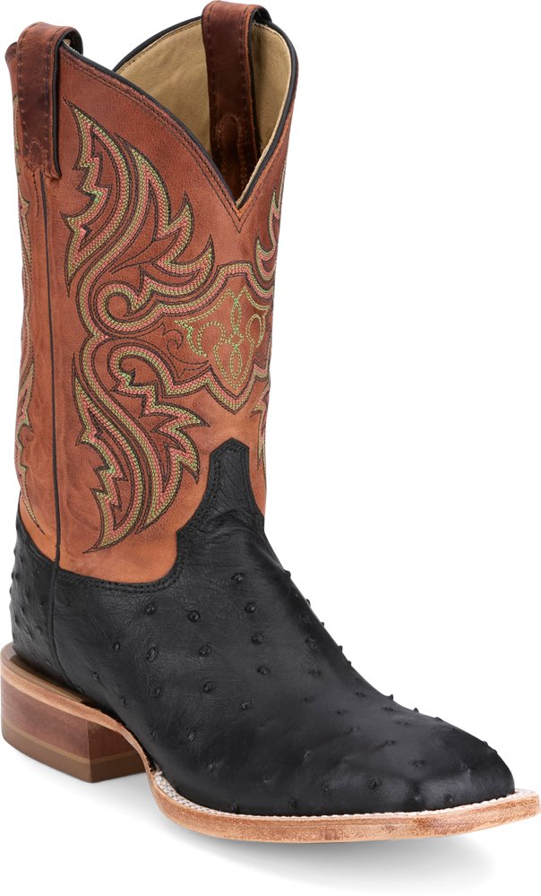 JE5173 Justin Black Mosley Full Quill Ostrich Boot
