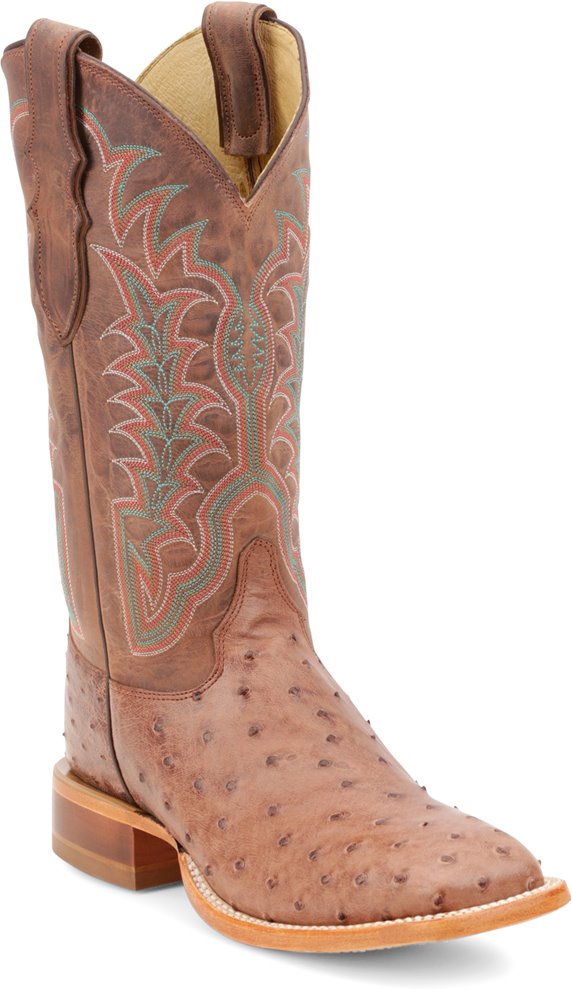 JE8172 Justin Chisolm Rum Brown Full Quill Ostrich Boot